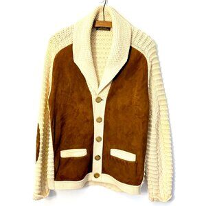 TUNDRA vintage Virgin Wool and Suede cardigan